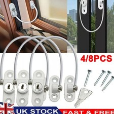 4/8/16X White Window Door Cable Restrictor Ventilator Child Safety Security Lock