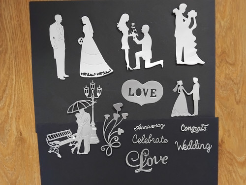 Matt silver die - cuts, wedding