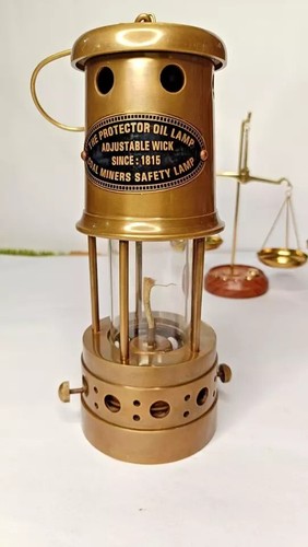 Vintage brass miners lamp - brass,