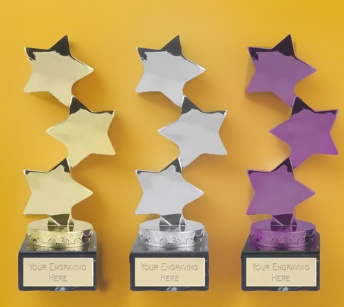 Star trophy purple silver gold - trophy, purple/silver/gold