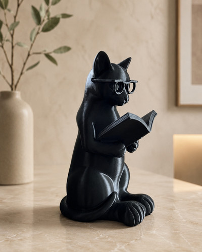 Reading cat ornament - cat, book