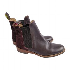 Joules Women’s aubergine Leather Ankle Boots UK 3  Stylish Pull-On