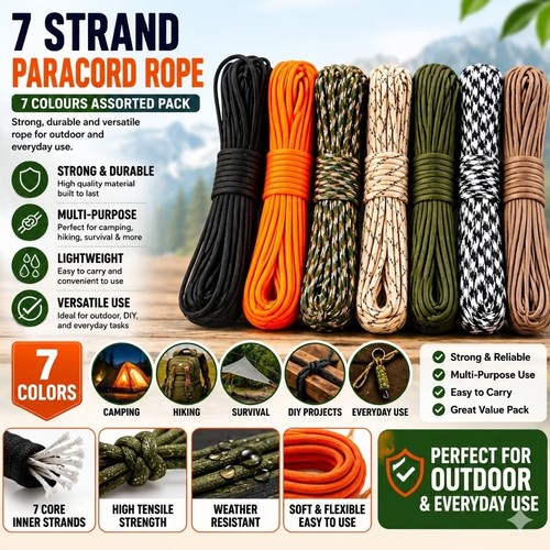550lb paracord 4mm core - 550lb, 7-core
