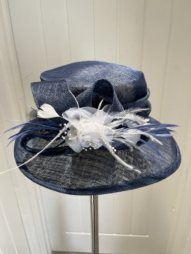 Navy sinamay occasion - occasion, hat