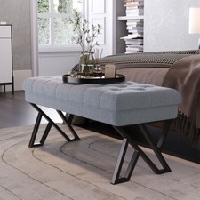 Linen Upholstered Dining Bench