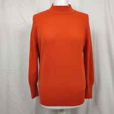 Stile Benetton Womens Orange Knit Jumper Cashmere Blend Size Large High Neck