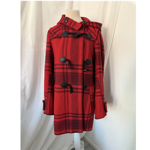 Asos red check wool hooded - red,