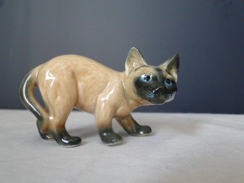 Vintage porcelain siamese cat - porcelain,