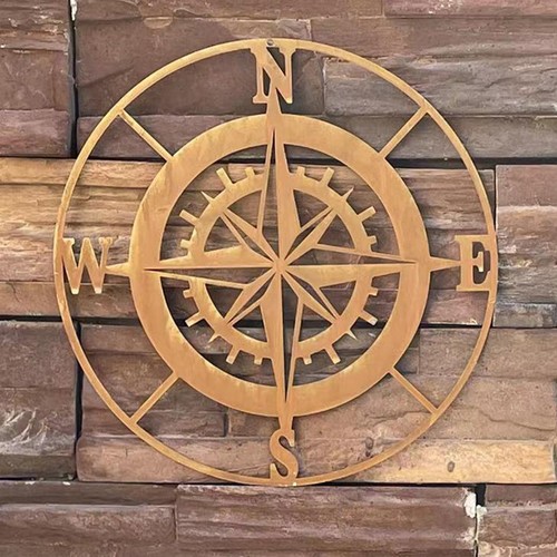 Metal compass wall decoration - metal,