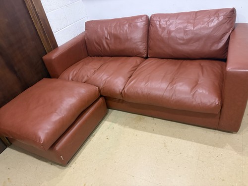 Brown leather chaise longue - brown,