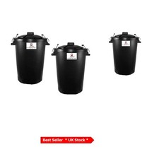 Elegant 2 x 80/85L Black Plastic Bin - Ideal for Outdoor Waste & Animal Feed