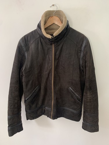 Leather aviator jacket brown - leather,