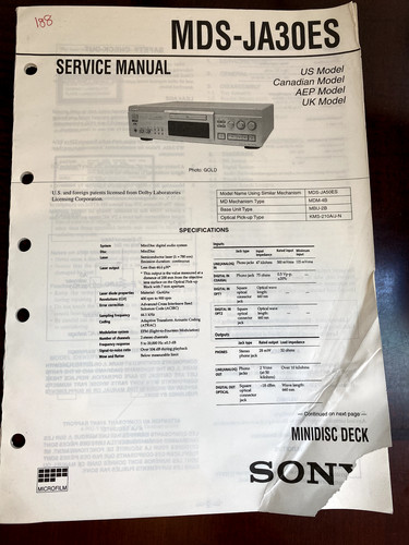 Sony mds ja30es - sony, mdsja30es