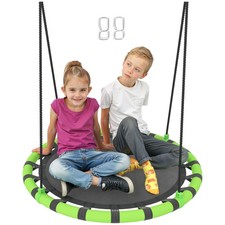 AIYAPLAY Kid Nest Swing Seat, 100cm Diameter Round Saucer Swing Set, Black