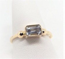 0.55 Ct Aquamarine Bezel Ring 10k Solid Yellow Gold
