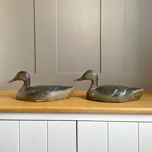 Pair wooden decoy ducks - pair, of