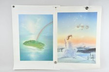 H91Q12- Carl Röhrig (1953) 2x color graphics including winter embossing signature autographed