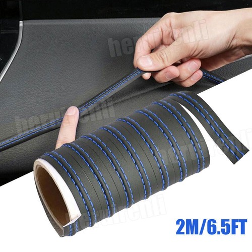 Blue leather car dashboard - blue,
