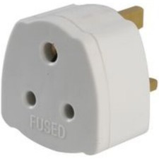 5 Amp Round Pin to Square Pin 13 Amp UK Adaptor Plug Socket White