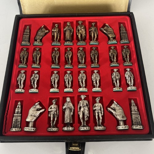 Vintage pewter chess set - chess,