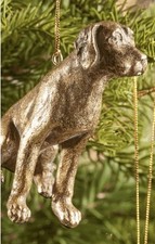 COX & COX Golden Bronze Labrador Dogs x 4 Christmas Tree Decorations NEW + Box