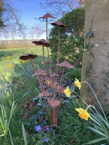 Tall brown metal toadstool - toadstool, /