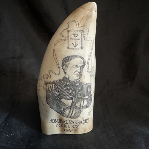 Vintage scrimshaw resin - resin, whale