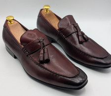 Paolo Vandini LEATHER BURGUNDY SLIP TASSEL LOAFER DRESS SHOES Uk 10.5 Eu 45