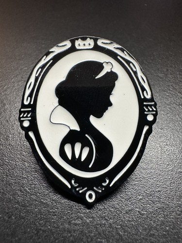 Snow white cameo enamel pin - white,
