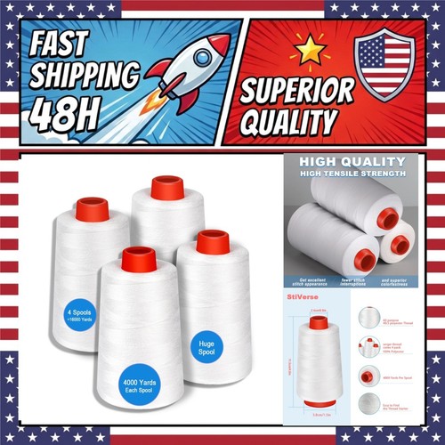 White polyester serger thread - white,