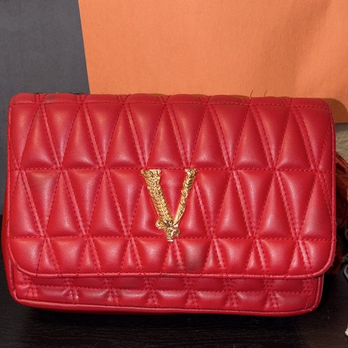 Versace red quilted crossbody - versace,