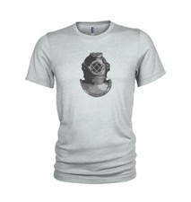 Metal Rhinestud & print - antique Diving Helmet Steam Punk design mens T-shirt