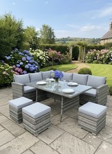 Grey Rattan Garden Furniture 9 Seat Dining Set