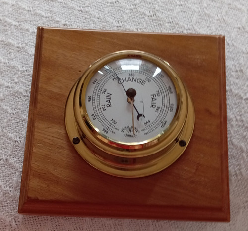Brass analogue dial barometer - brass,