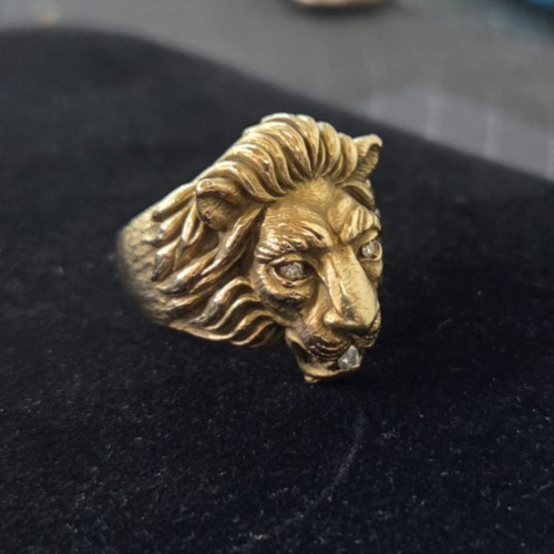 Vtg 14k gold baumf lion - vtg, ring