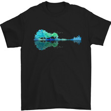 Guitar Reflection Guitarist Bass Acoustic Mens T-Shirt 100% Cotton