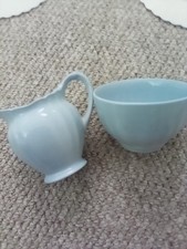 J & G Meakin GLAMOUR Celeste Blue Small sugar and cream 1950/60sss UTILITY WEAR 