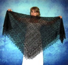 Black Russian Orenburg shawl,Goat wool wrap,Warm cover up,Mourning kerchief,Cape