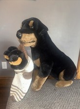 E&J Prima Classic Huge Large Realistic Rottweiler Dog With Puppies Plush Toy