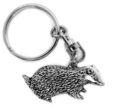 Silver Pewter Badger Keychain