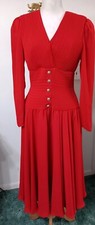 Vintage LESLIE FAY 6 RED Dress 1940s Look Evening Formal Ballroom Dance