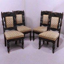 Set Of Edwardian Carved Oak