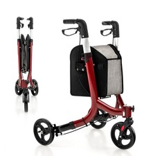 Lightweight folding tri walker with seat and rollator 3 wheel walking frame
