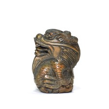Netsuke Dragon Japanese Boxwood carved Antique Edo Era Ojime Inro 0438
