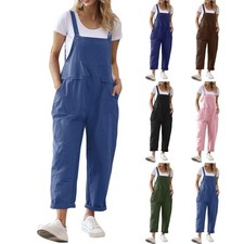 Womens Overalls Dungarees Trousers with Pocket Ladies Baggy Jumpsuit Playsuit UK