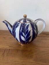 Russian Lomonosov Porcelain Teapot - White/Blue/Gold - USSR  0.6L Winter Evening