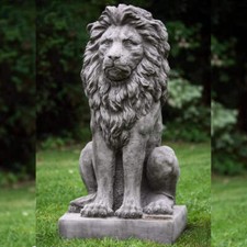 Very Large and Heavy Sitting Proud Lion Stone Cast Garden Statue 165kg by DGS