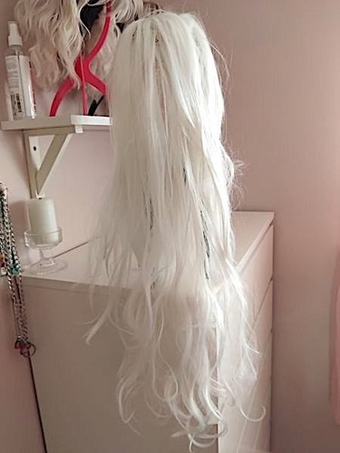 Very long white - , wig