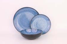 12pc Reactive Glaze Blue Dinner Set