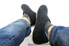 Black Wool Felted Shoes| Woolen Shoes| Indoor Shoes| Winter Footwear